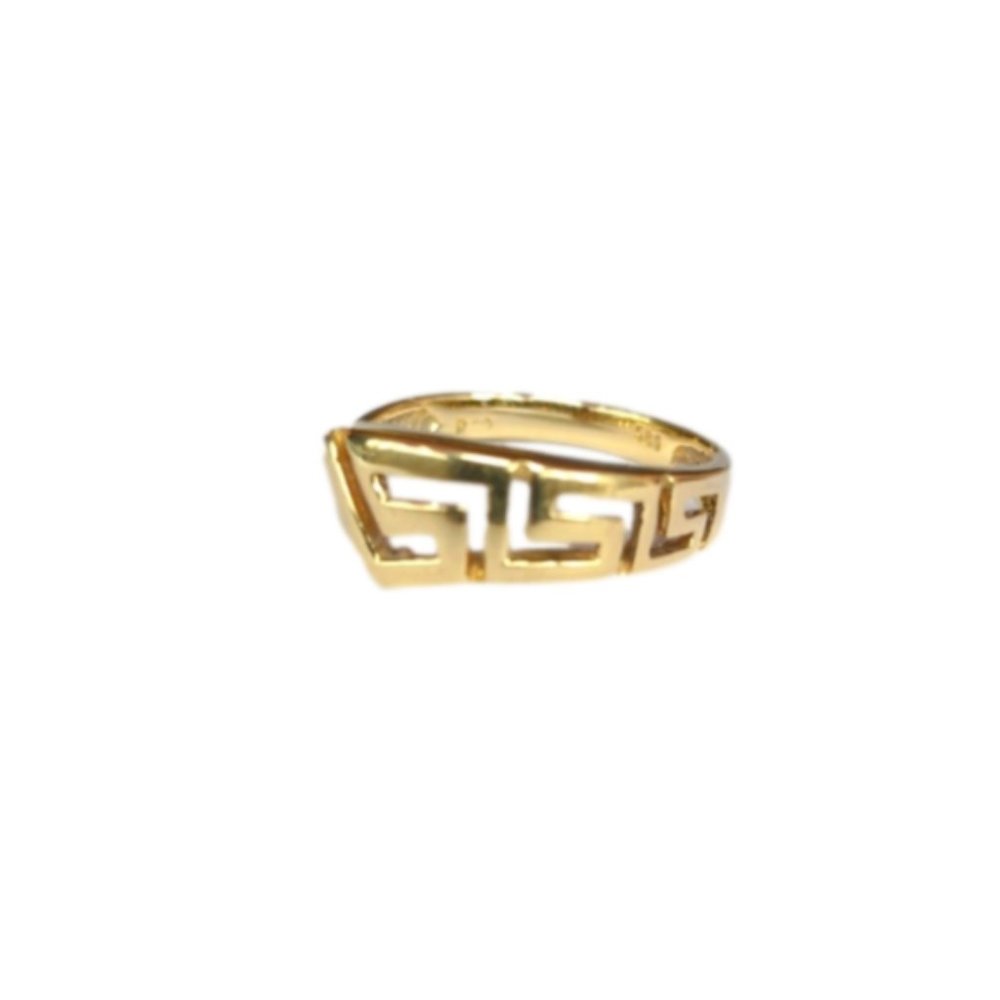 Solid 14K gold Greek asymmetric ring, size 7